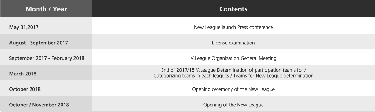 新リーグ開催に向けてのスケジュール（予定）